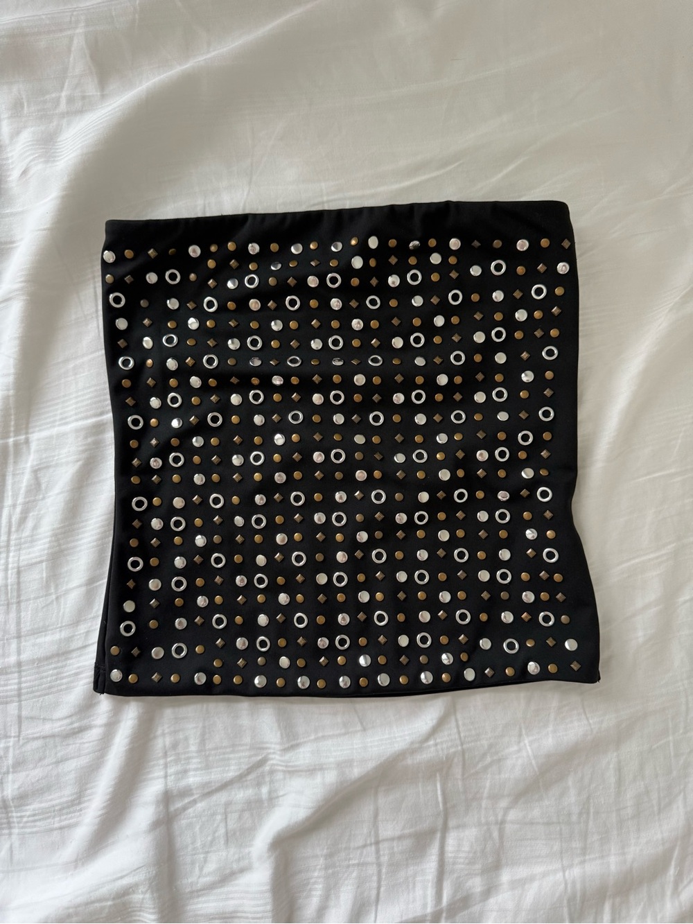 Edikted Black Cropped Tube Top with Silver and Gold Studs
